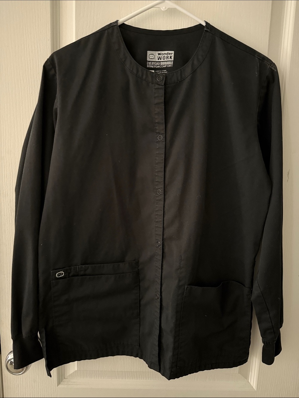 WonderWink Black No‑Collar Utility Jacket